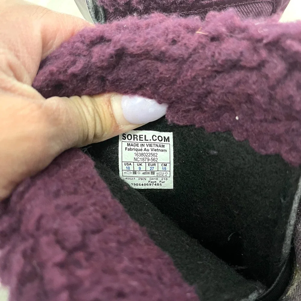 Sorel‎ Snow Boots Girls 10 Yoot Pac Purple/Black Waterproof Faux Fur Trim Winter